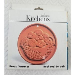 FOX RUN ROUND TERRA COTTA CLAY BREAD WARMER FOR BREAD BASKETS, RECHAUD DE PAIN